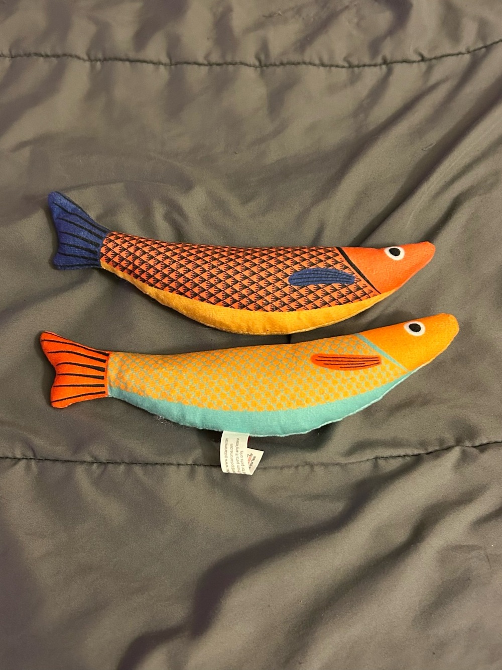 Orange & Teal Plush Fish Cat Toys - Set of 2